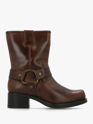 Reva Mocca Leather Chunky Western Boots