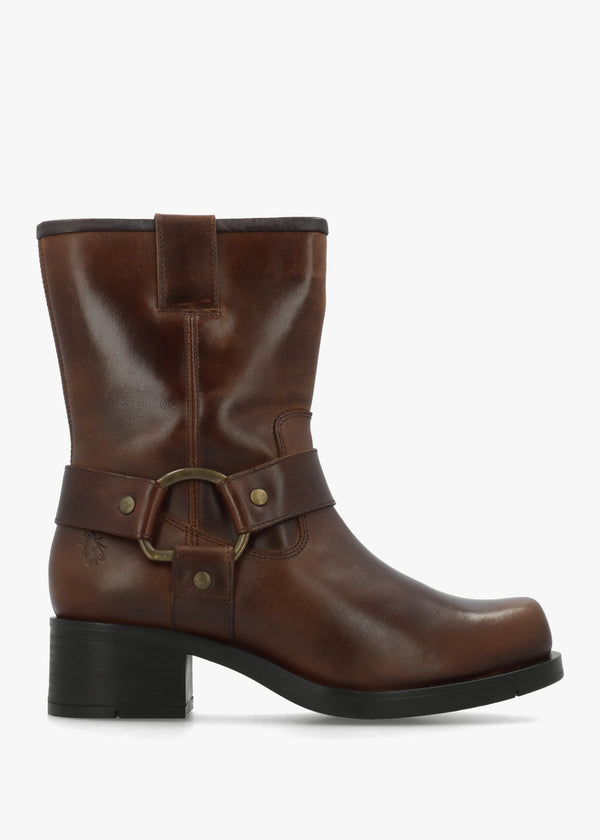 Reva Mocca Leather Chunky Western Boots