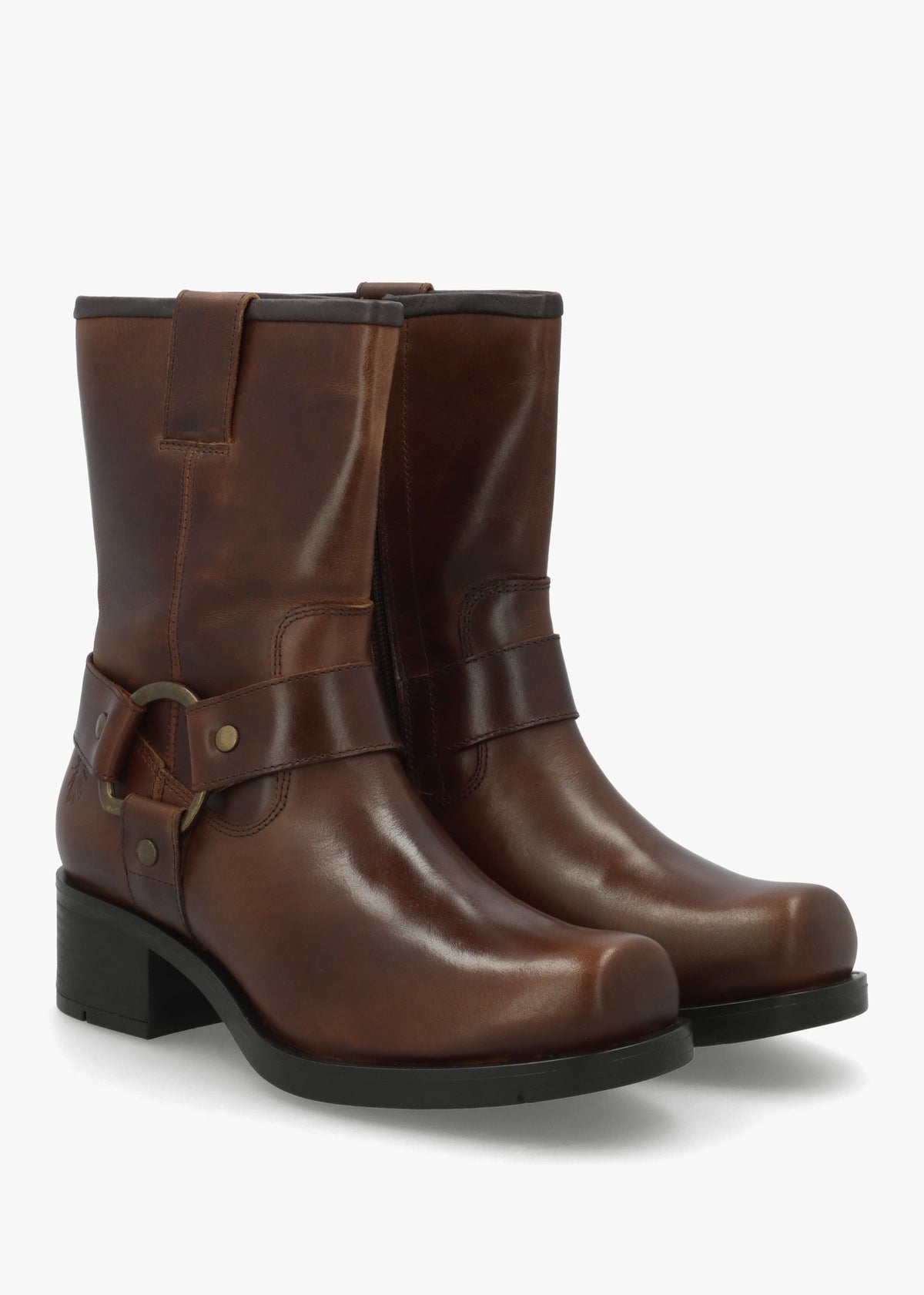 Reva Mocca Leather Chunky Western Boots