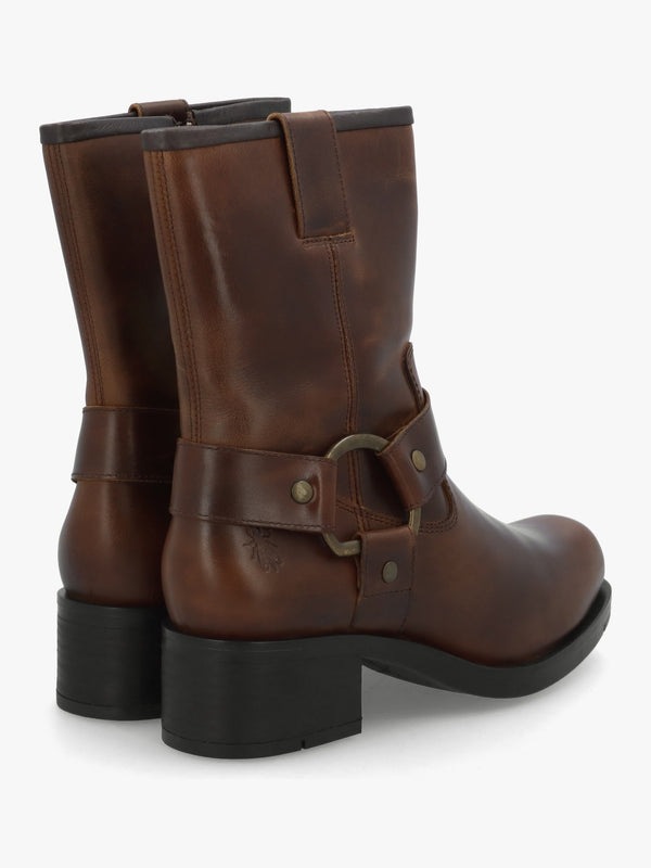 Reva Mocca Leather Chunky Western Boots