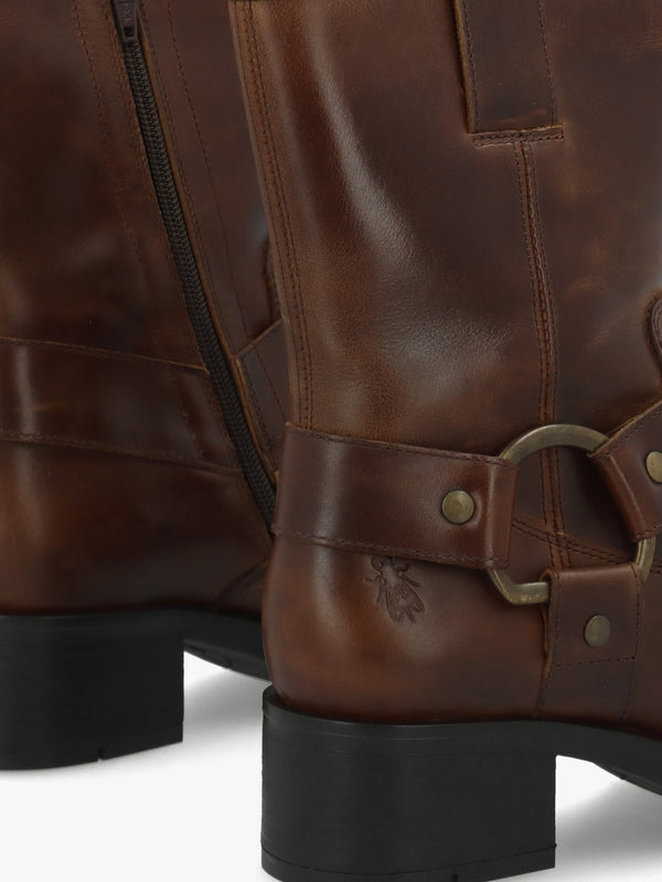 Reva Mocca Leather Chunky Western Boots