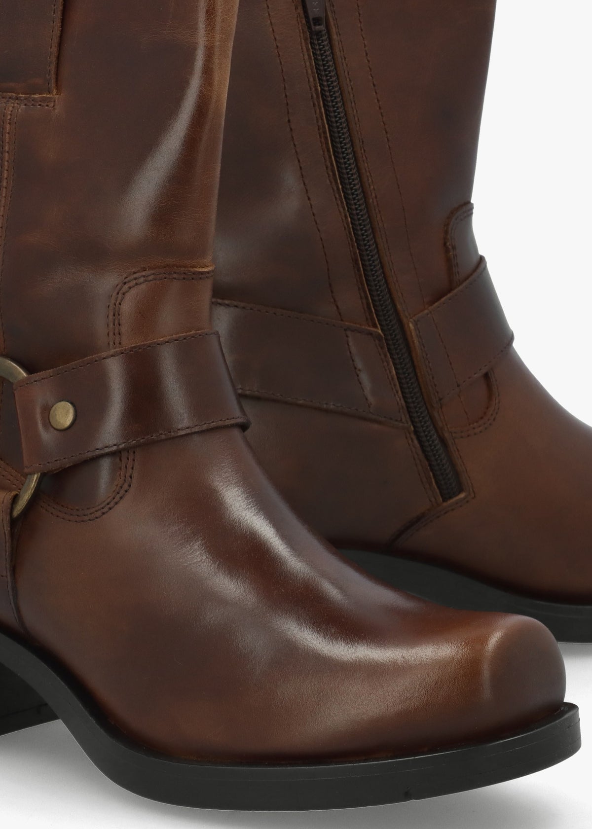 Reva Mocca Leather Chunky Western Boots