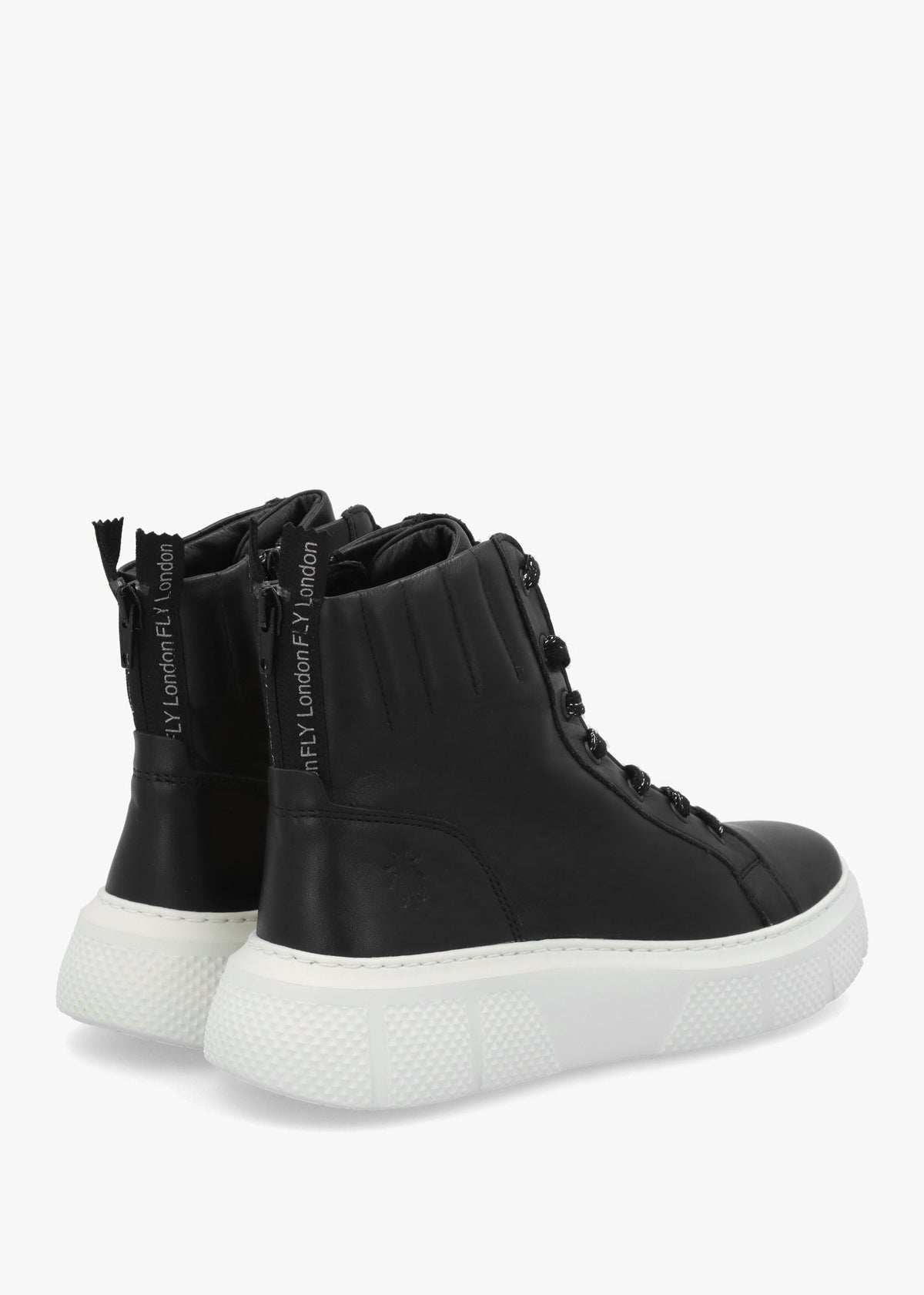 Erby Black & White Leather Sporty Ankle Boots