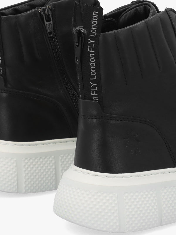 Erby Black & White Leather Sporty Ankle Boots