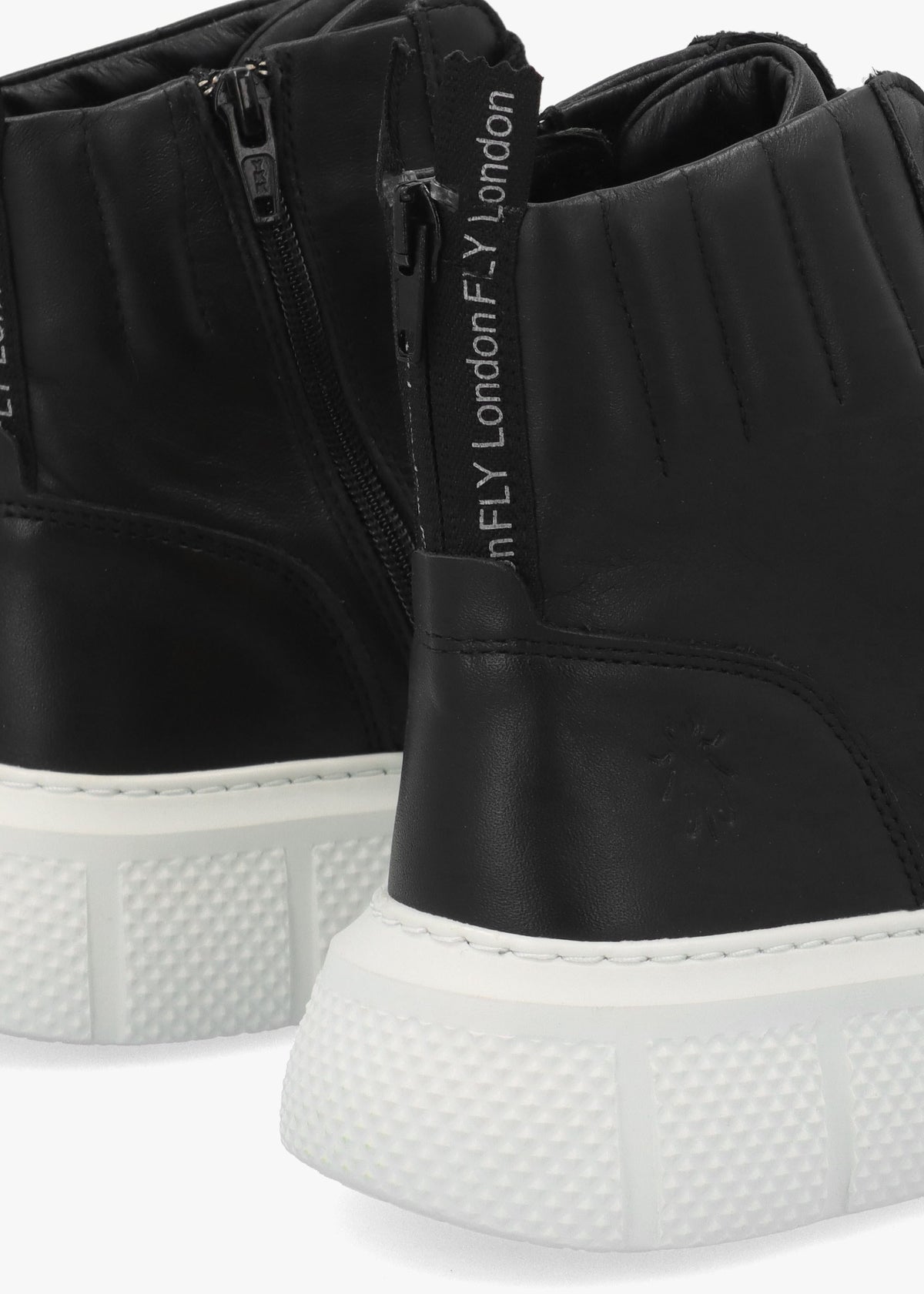 Erby Black & White Leather Sporty Ankle Boots