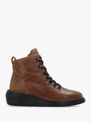 Bika Tan Leather Hiker Wedge Boots