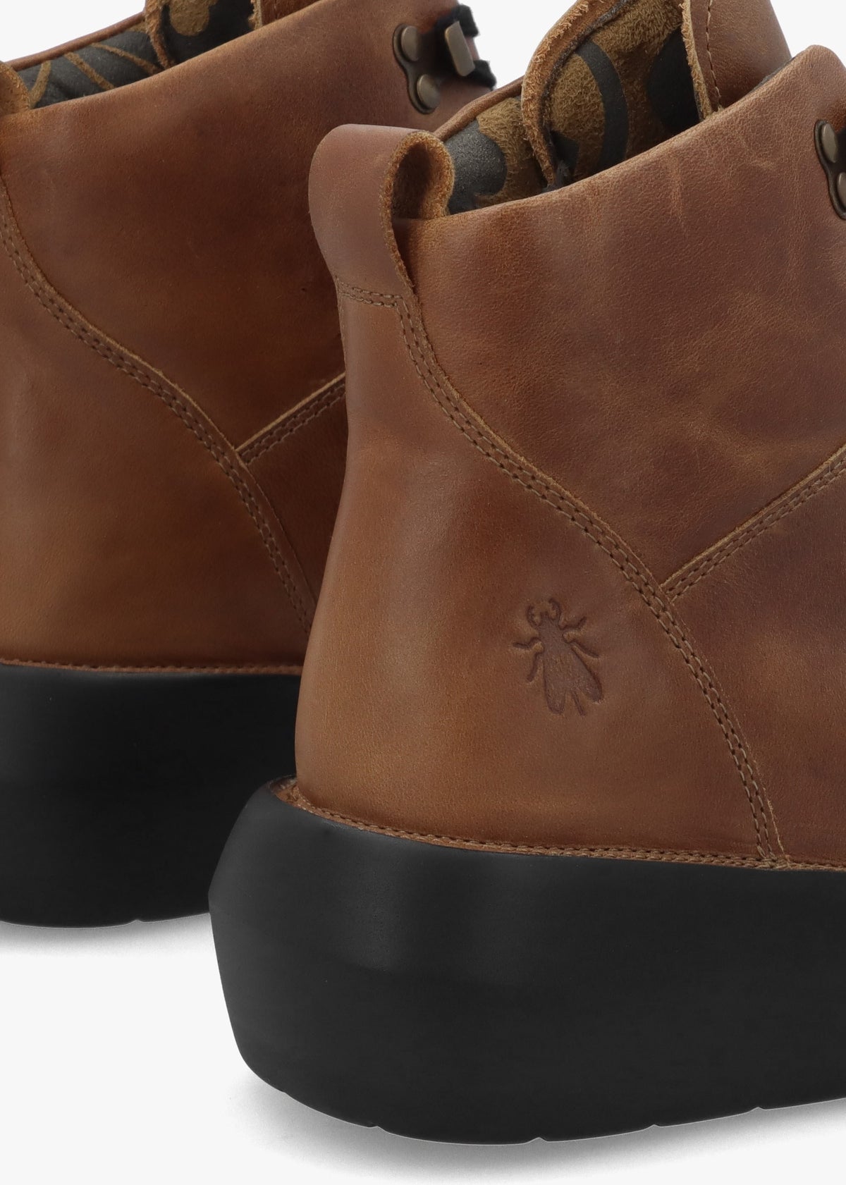 Bika Tan Leather Hiker Wedge Boots