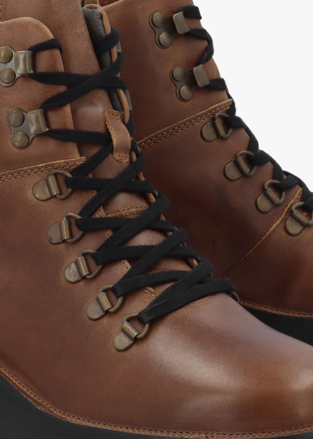 Bika Tan Leather Hiker Wedge Boots