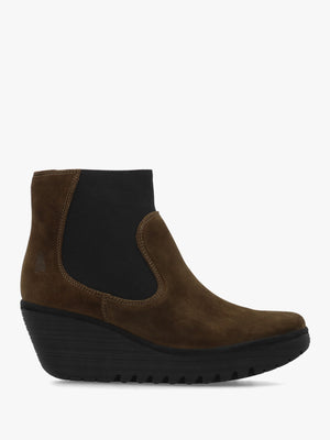 Yade Brown Suede Wedge Chelsea Boots