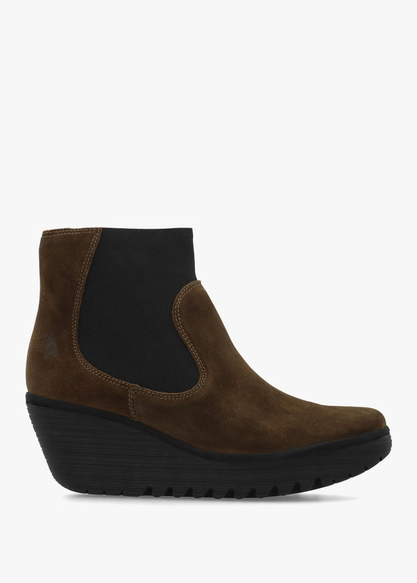 Yade Brown Suede Wedge Chelsea Boots