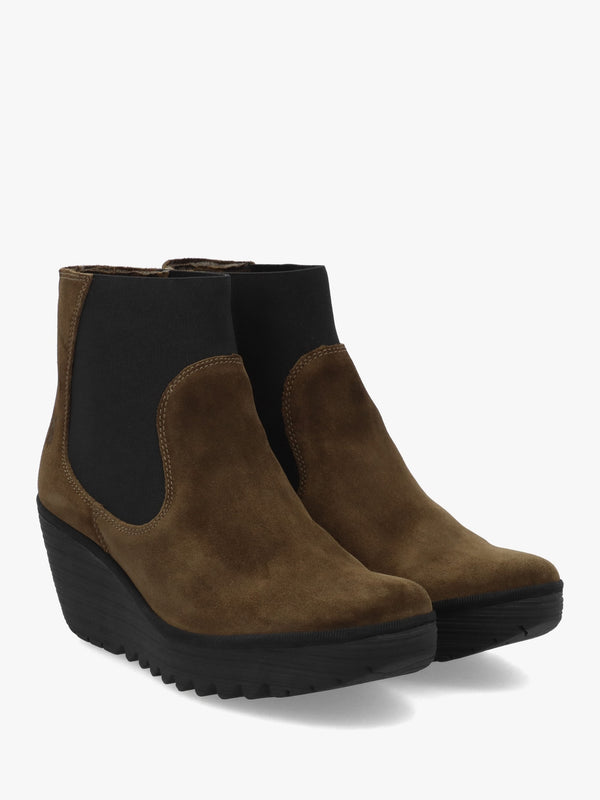 Yade Brown Suede Wedge Chelsea Boots