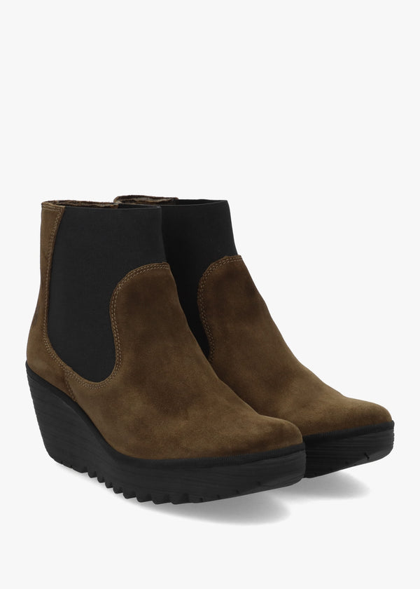 Yade Brown Suede Wedge Chelsea Boots