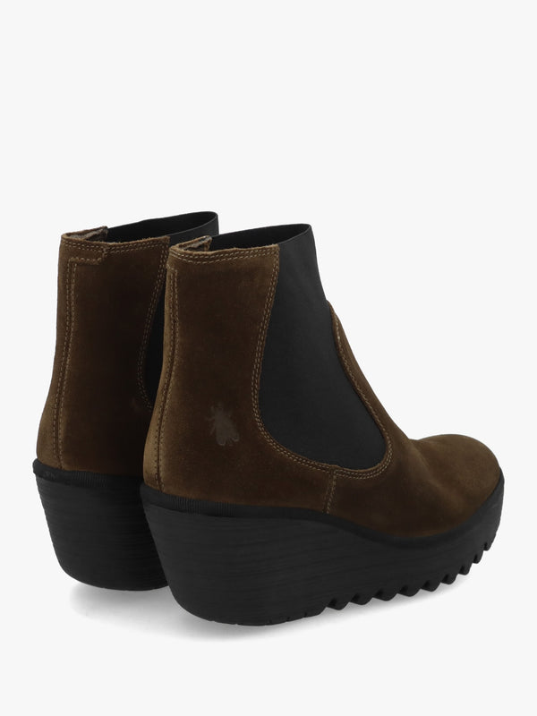 Yade Brown Suede Wedge Chelsea Boots