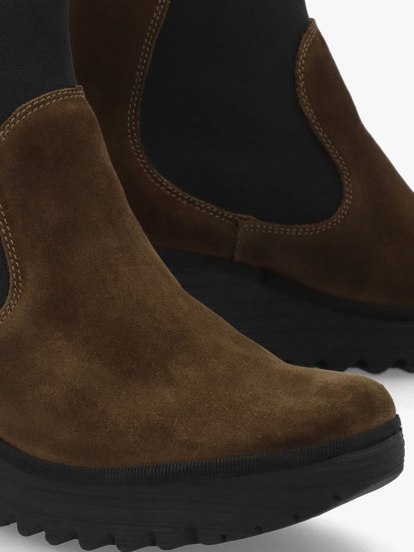 Yade Brown Suede Wedge Chelsea Boots