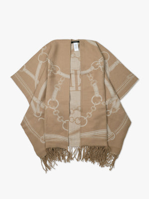 Equestrian Jacquard Camel Wool Mix Cape