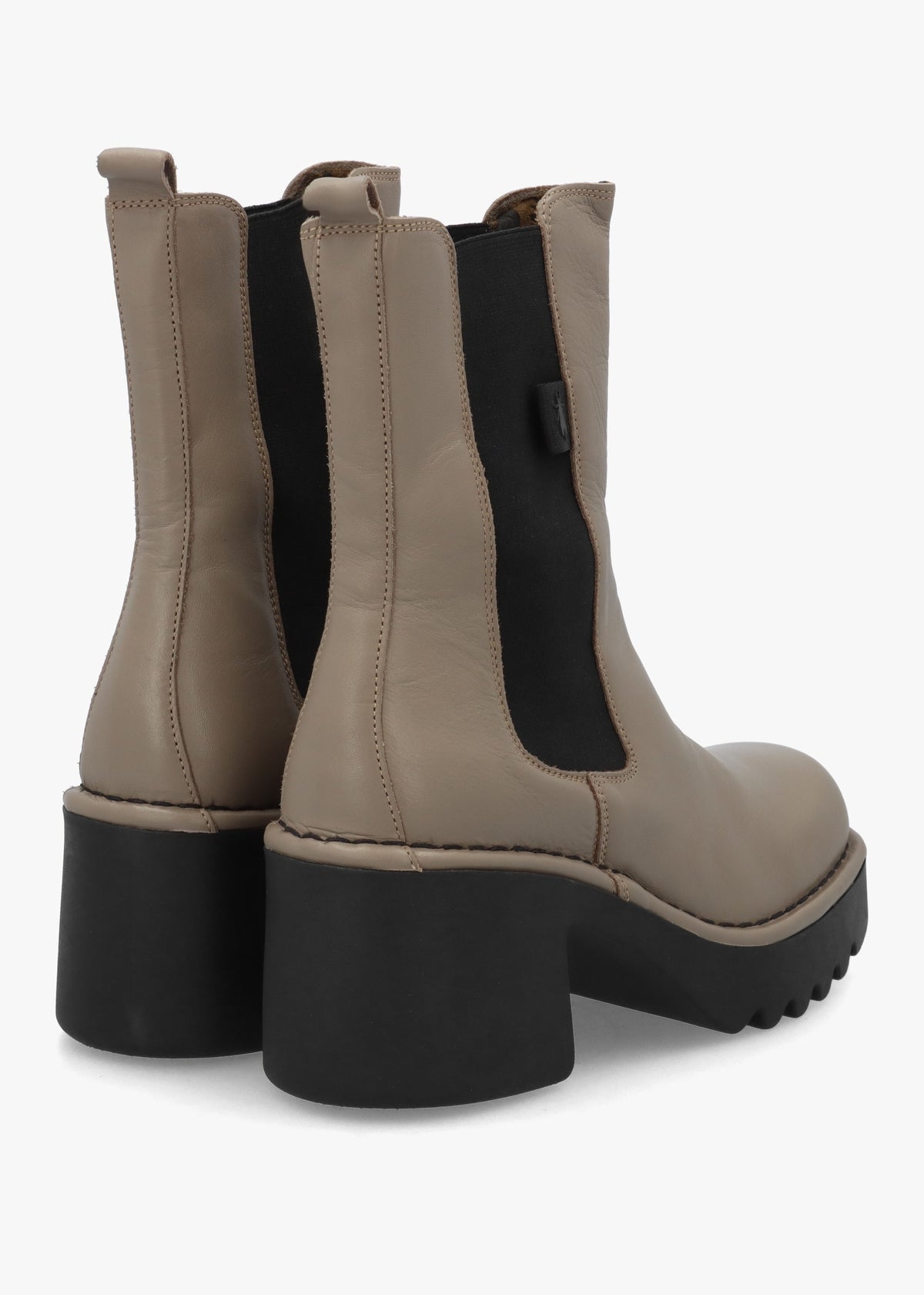Moya Grey Leather Block Heel Chelsea Boots