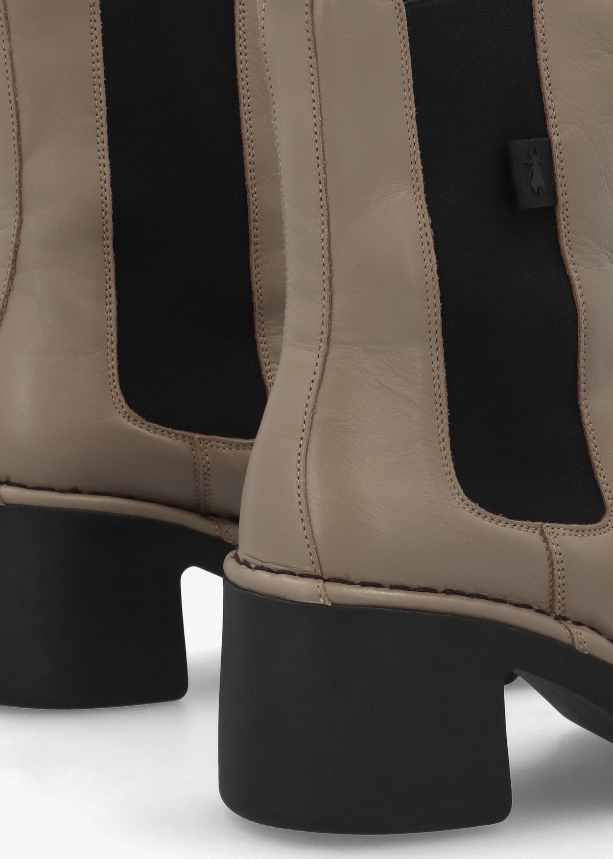 Moya Grey Leather Block Heel Chelsea Boots