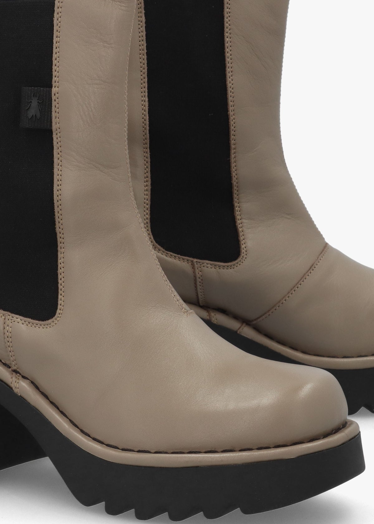 Moya Grey Leather Block Heel Chelsea Boots