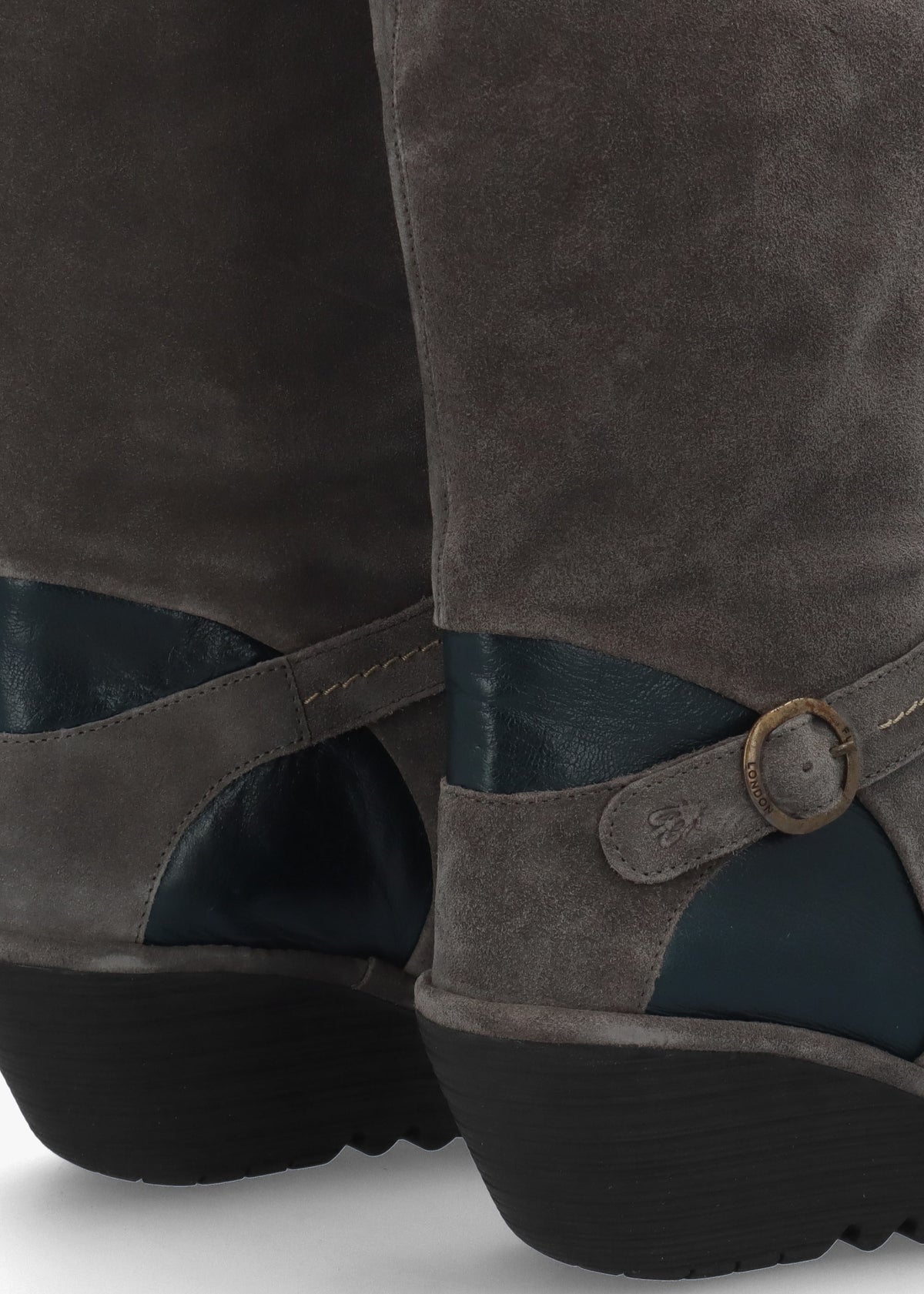 Yavu Grey Suede Wedge Knee Boots