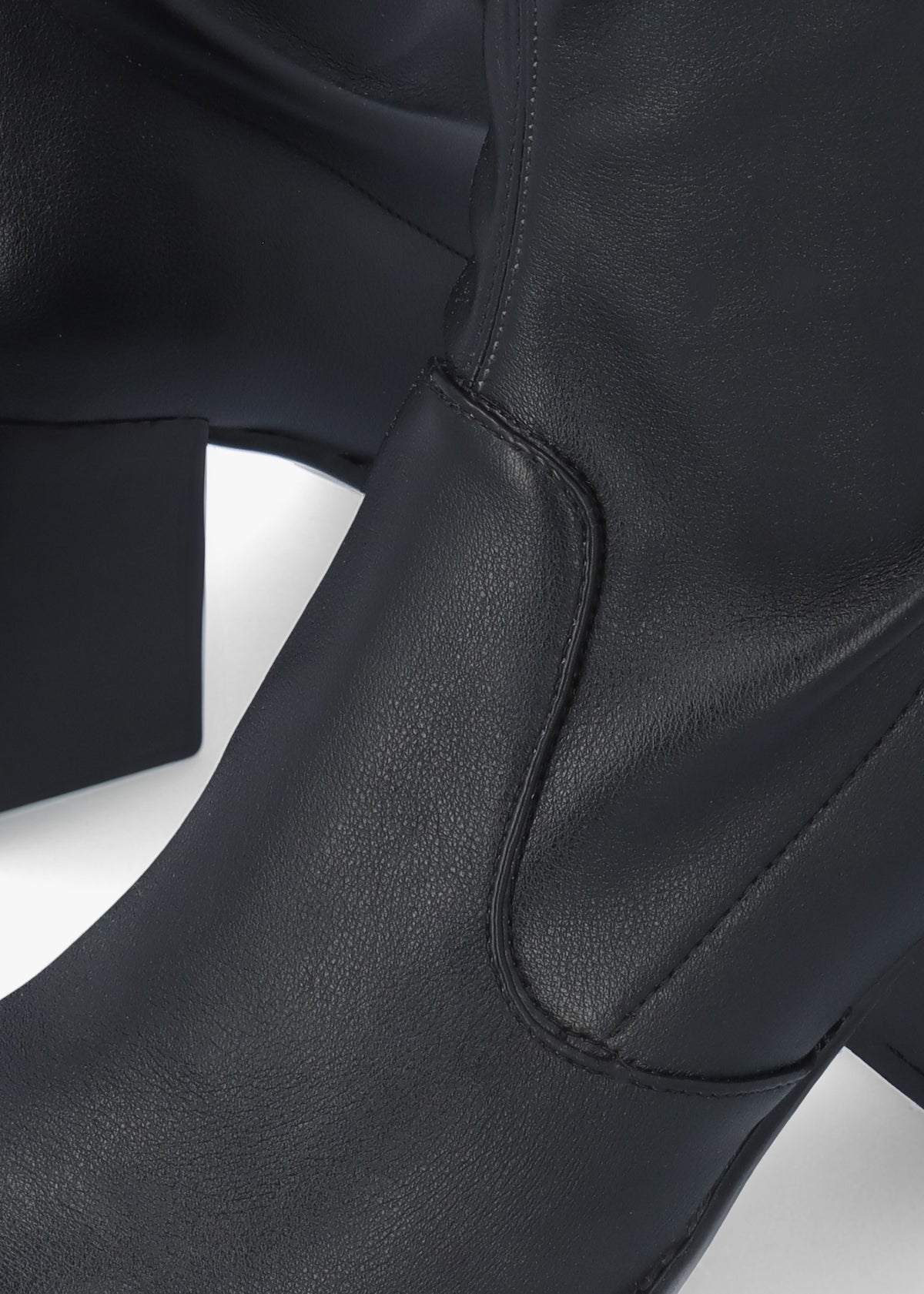 Black Sock Like Stretch Block Heel Ankle Boots