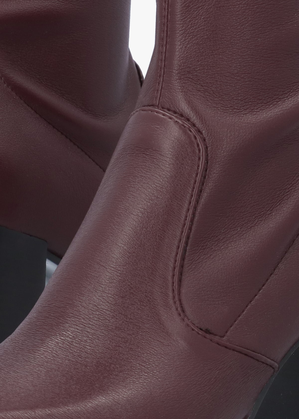 Burgundy Sock Like Stretch Block Heel Ankle Boots