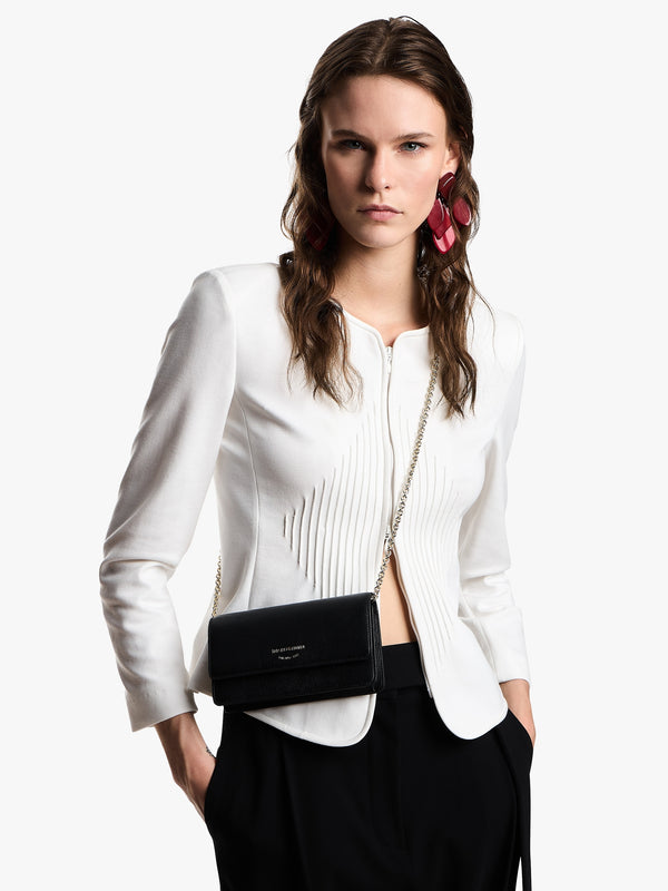 Mini Nero Tumbled Leather Cross-Body Bag