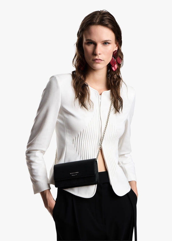Mini Nero Tumbled Leather Cross-Body Bag