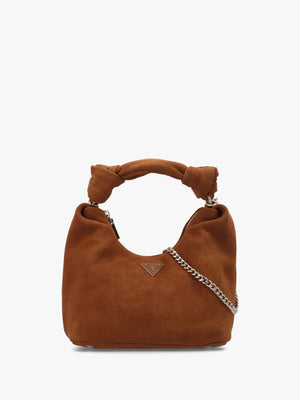 Isotta Small Cognac Suede Hobo Bag