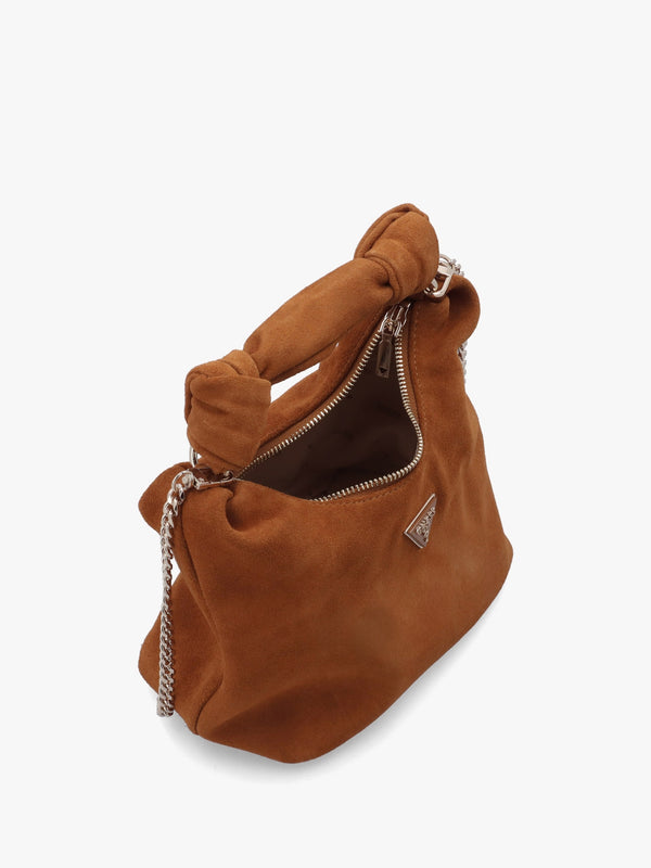 Isotta Small Cognac Suede Hobo Bag