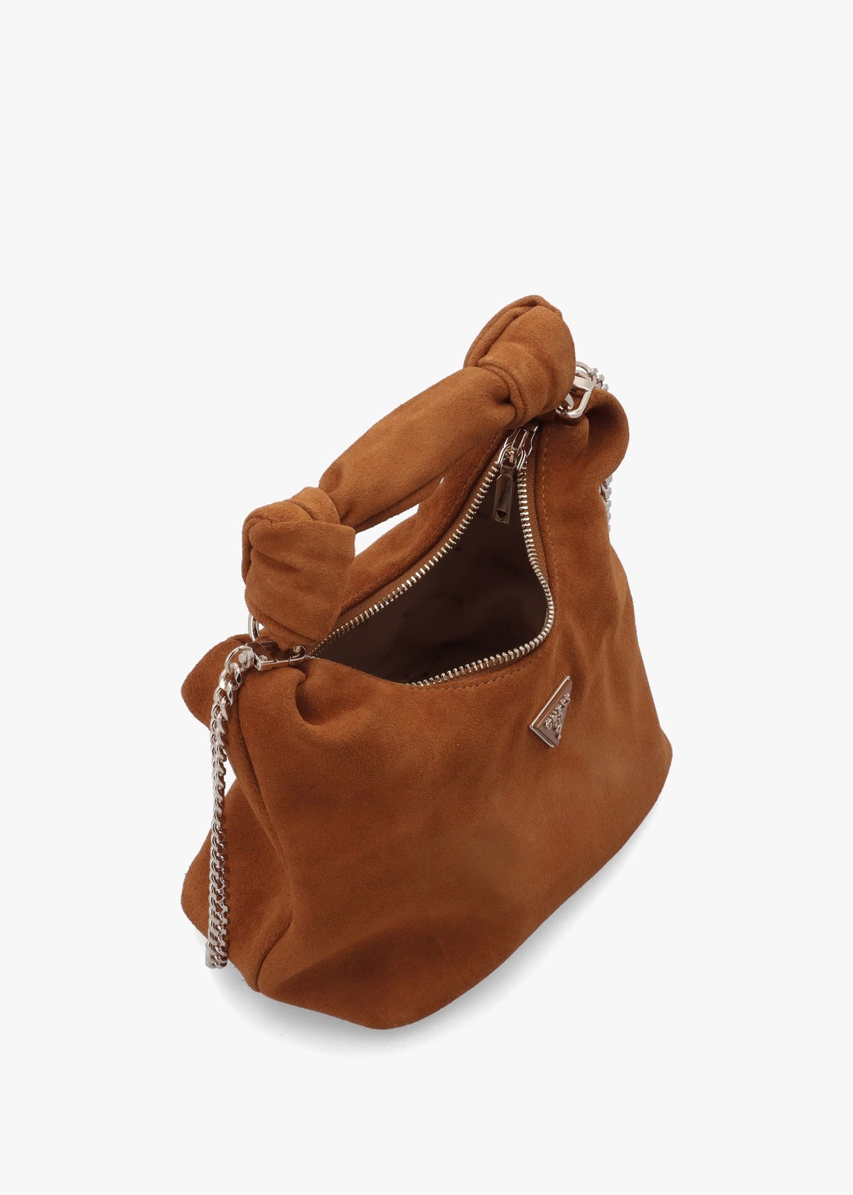 Isotta Small Cognac Suede Hobo Bag