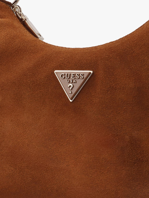 Isotta Small Cognac Suede Hobo Bag