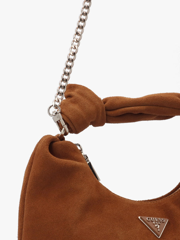 Isotta Small Cognac Suede Hobo Bag