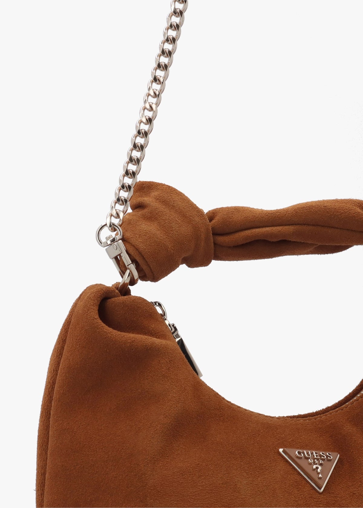 Isotta Small Cognac Suede Hobo Bag