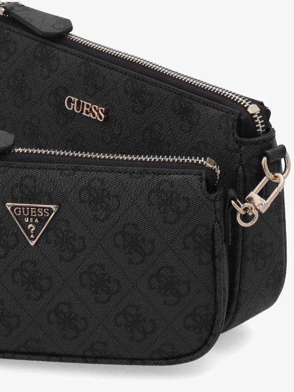 Noelle Double Pouch Coal Logo Cross-Body Bag