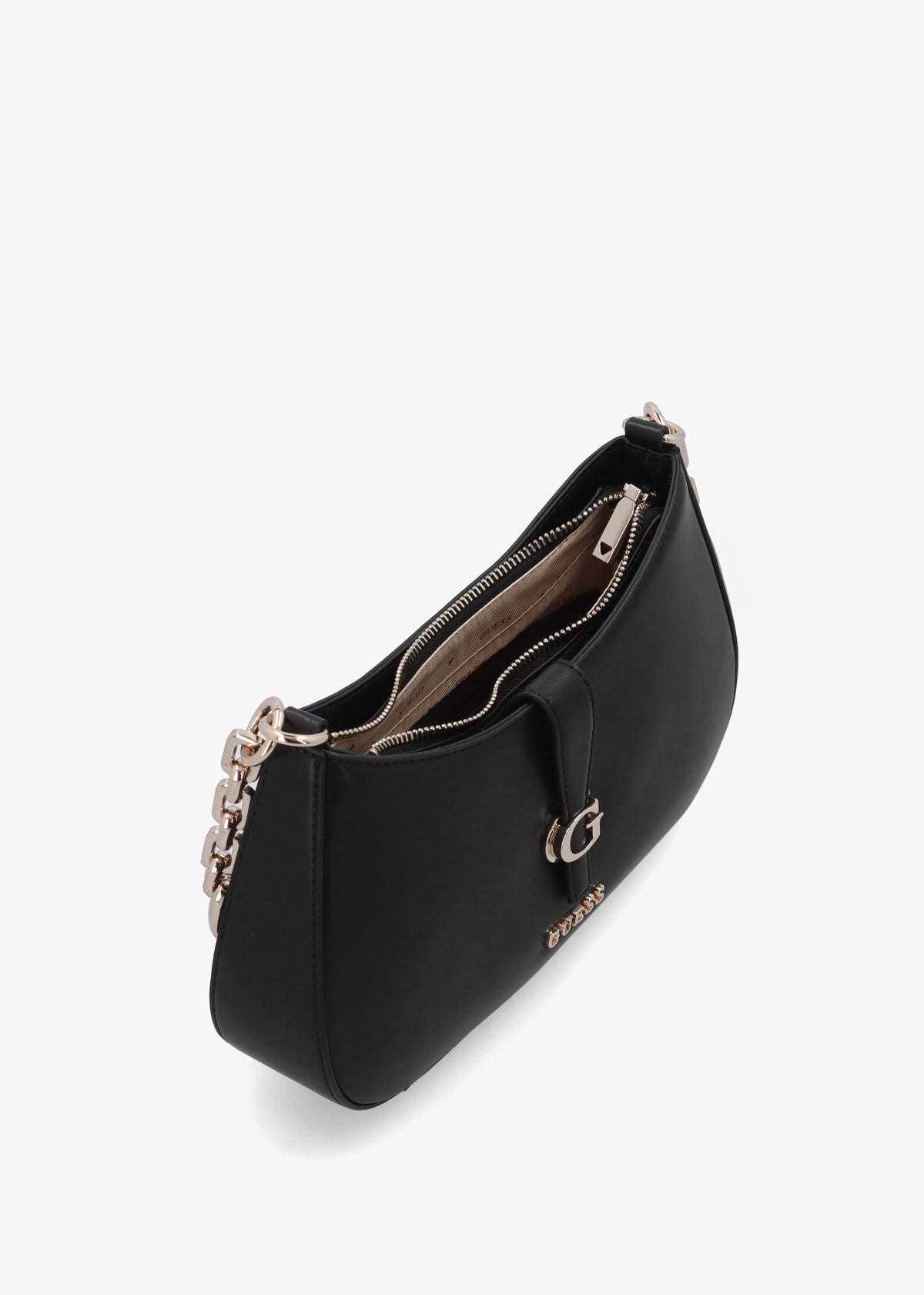 Carrie Top Zip Black Shoulder Bag