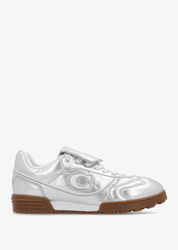 Match Silver Metallic Leather Trainers