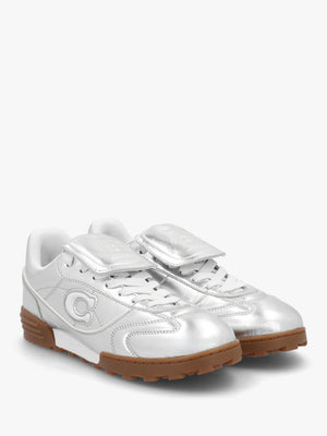 Match Silver Metallic Leather Trainers