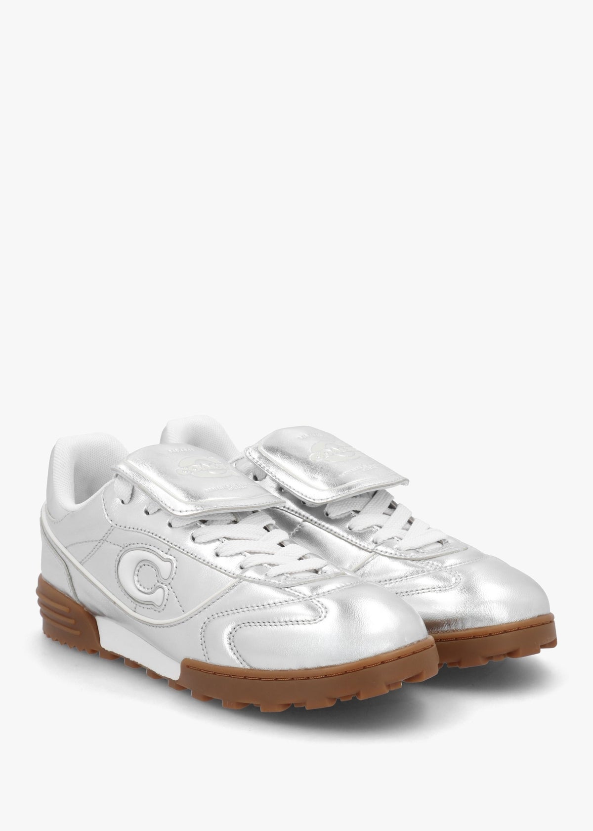 Match Silver Metallic Leather Trainers