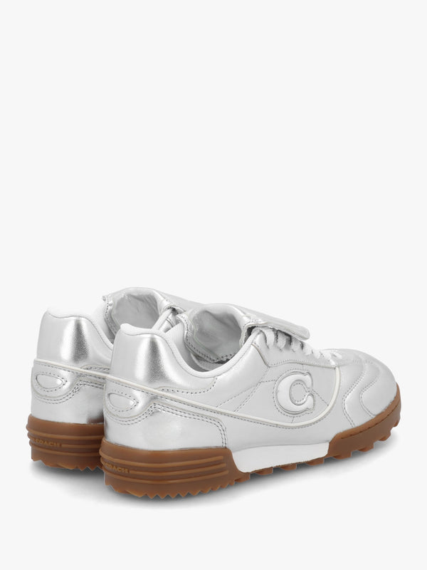 Match Silver Metallic Leather Trainers