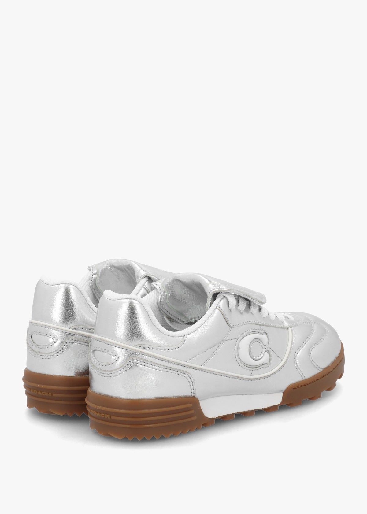 Match Silver Metallic Leather Trainers