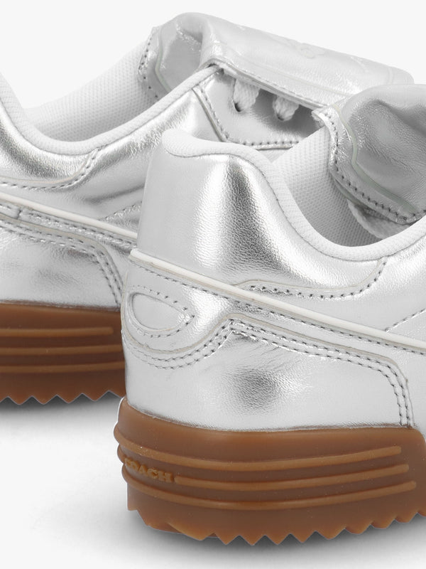 Match Silver Metallic Leather Trainers