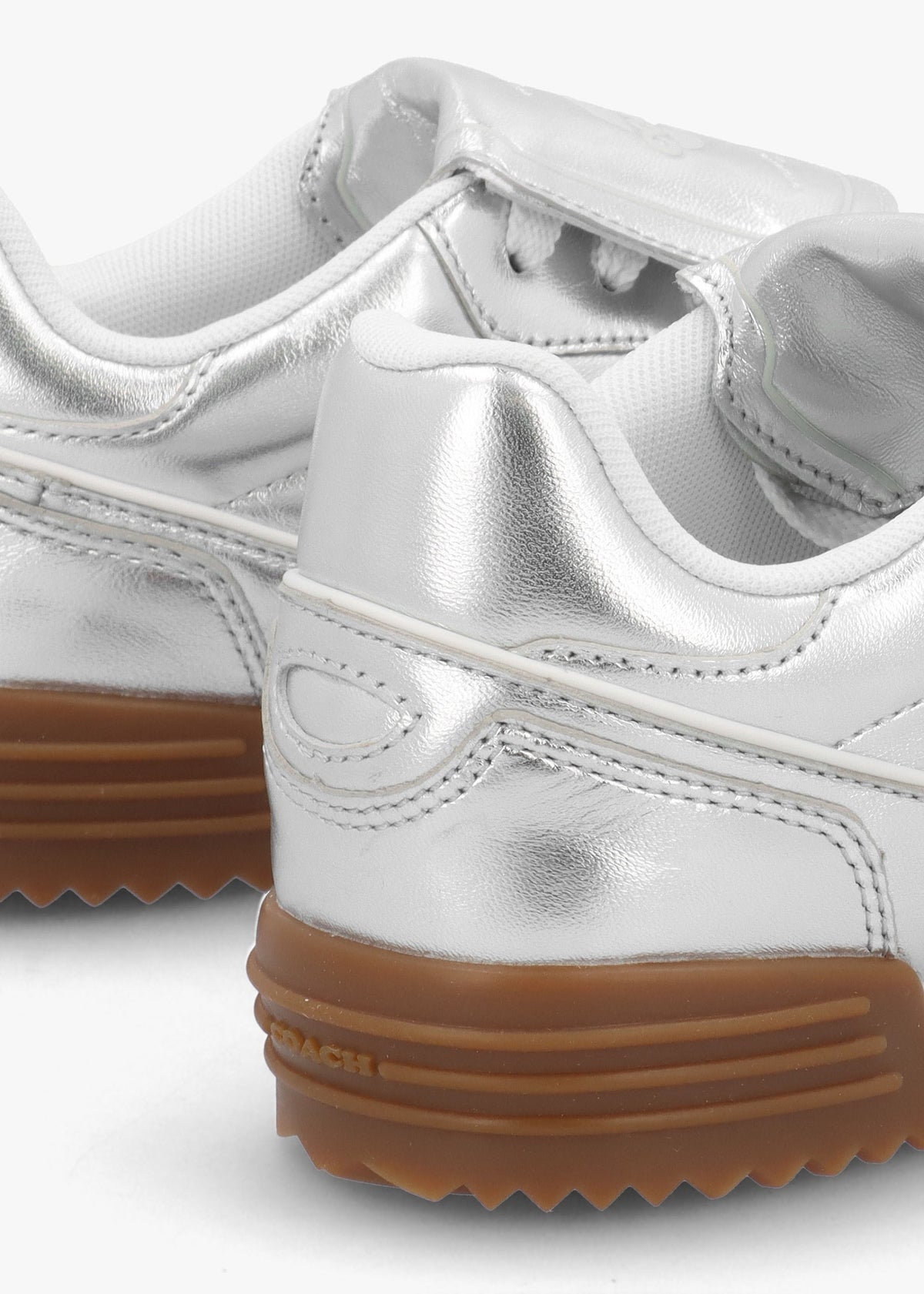 Match Silver Metallic Leather Trainers