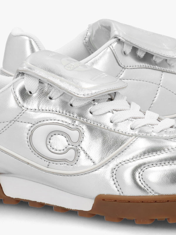 Match Silver Metallic Leather Trainers