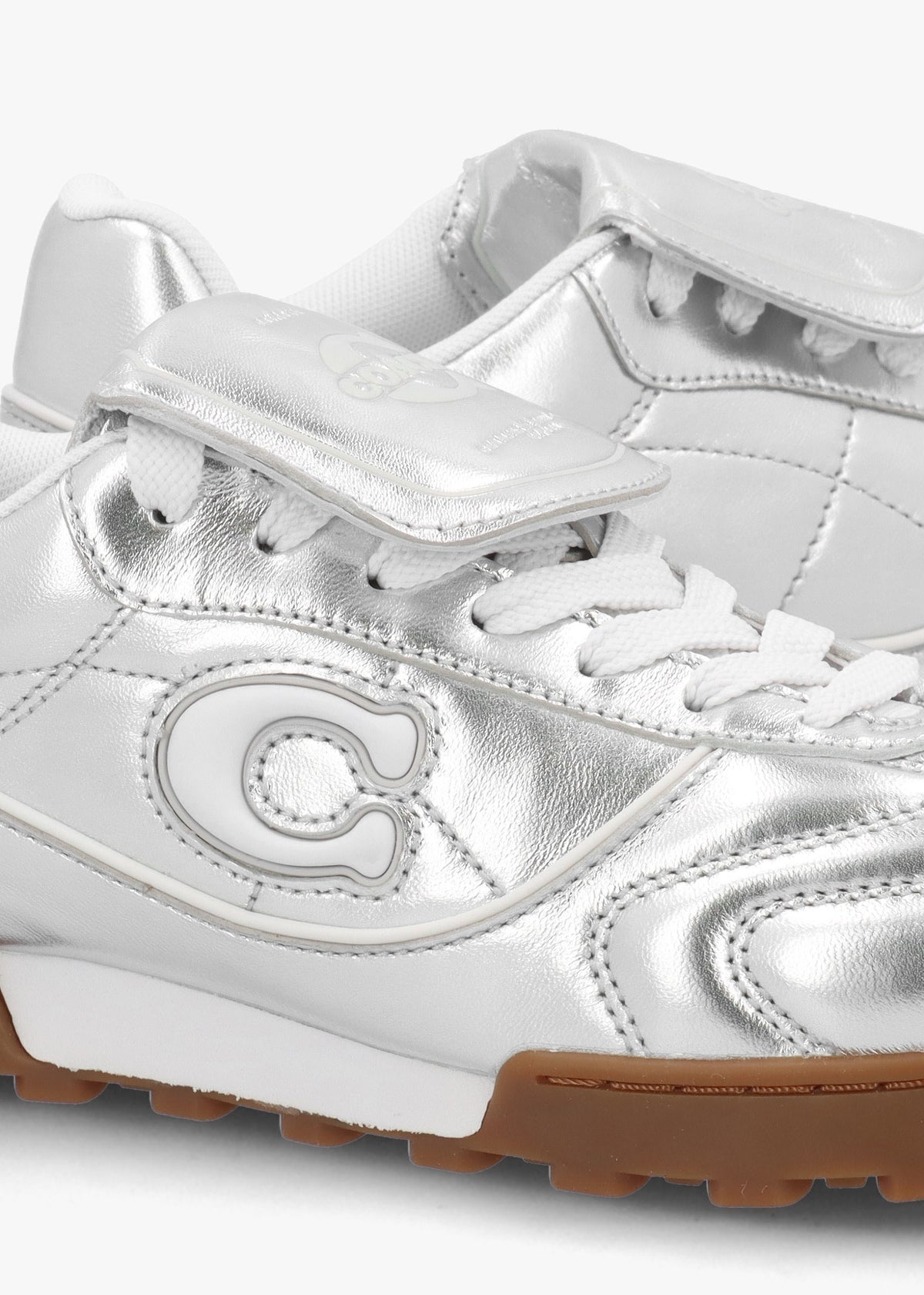 Match Silver Metallic Leather Trainers