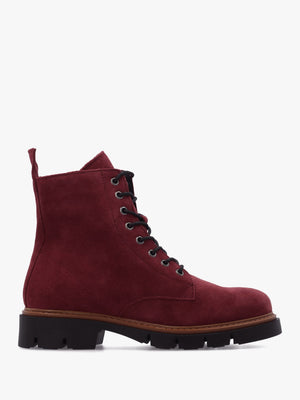 Lissy Red Suede Lace Up Ankle Boots