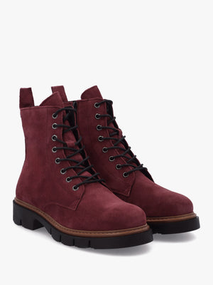 Lissy Red Suede Lace Up Ankle Boots