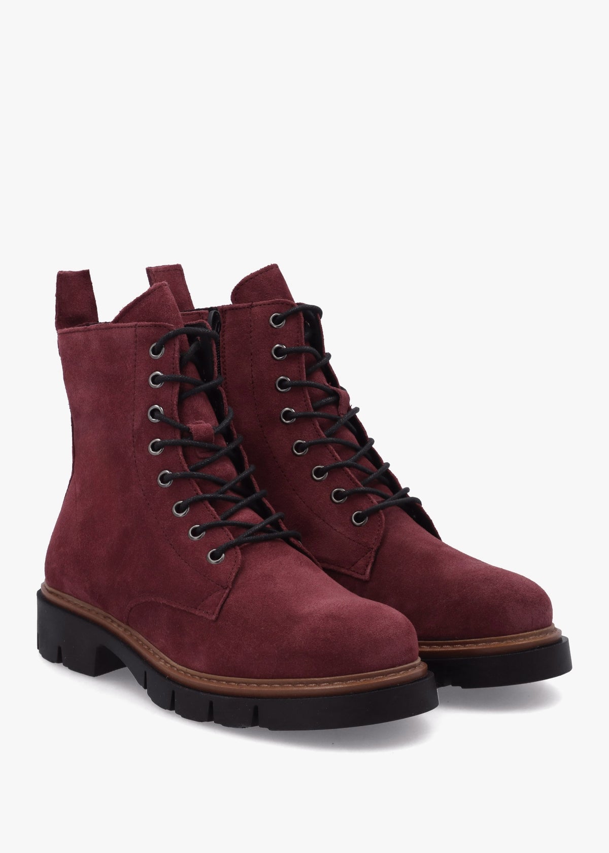 Lissy Red Suede Lace Up Ankle Boots