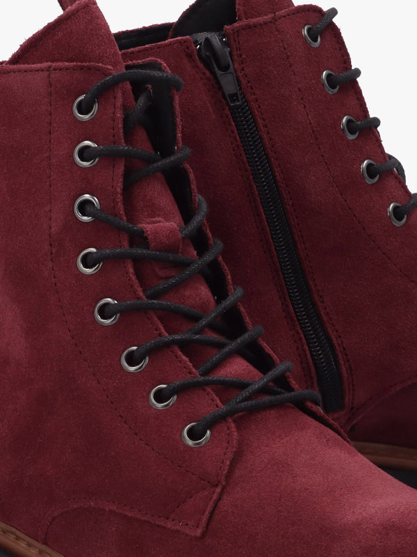 Lissy Red Suede Lace Up Ankle Boots