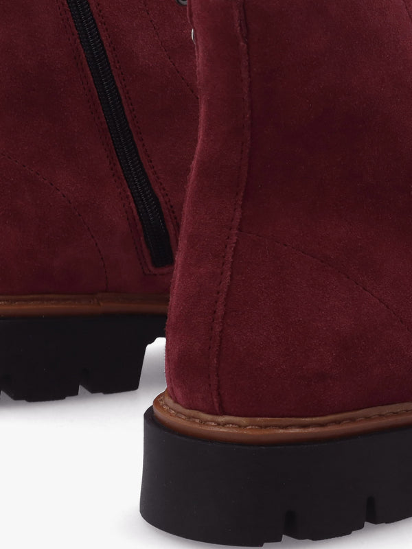 Lissy Red Suede Lace Up Ankle Boots