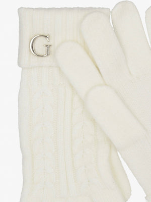 Cream Knitted G Logo Gloves